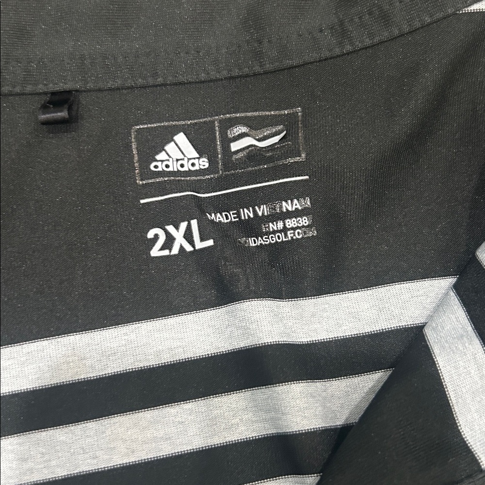 Adidas Black and Gray Striped Polo - Picture 2 of 6